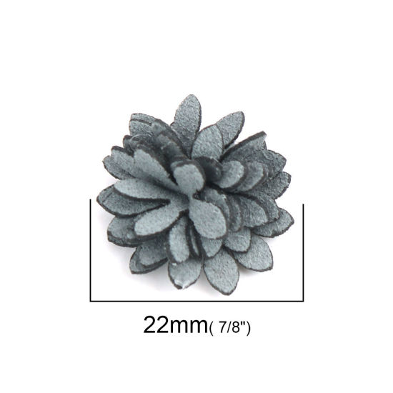 生地 DIY クラフト ブルーグレー フラワー 22mm x 22mm、 20 個 の画像