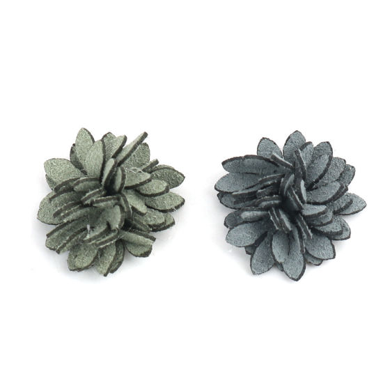 生地 DIY クラフト ブルーグレー フラワー 22mm x 22mm、 20 個 の画像