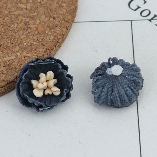 Bild von Stoff DIY & Handwerk Marineblau Blumen 16mm x 15mm, 10 Stück