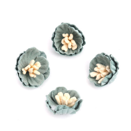 Imagen de Tejido DIY Artesanía Verde Azul Flor 16mm x 15mm, 10 Unidades