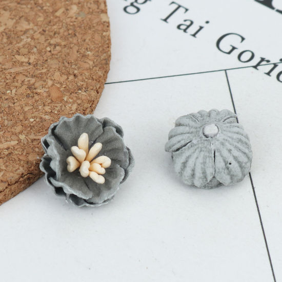 Picture of Fabric For DIY & Craft Gray Flower 16mm x 15mm, 10 PCs