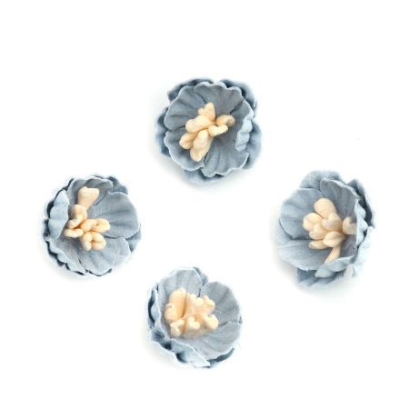 Imagen de Tejido DIY Artesanía Azul Cielo Flor 16mm x 15mm, 10 Unidades
