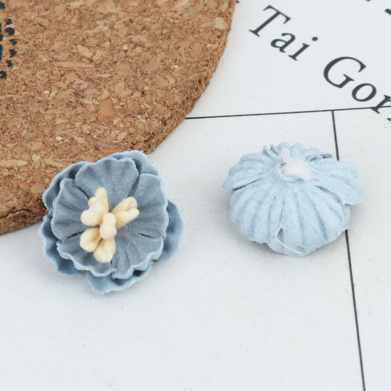 Picture of Fabric For DIY & Craft Skyblue Flower 16mm x 15mm, 10 PCs