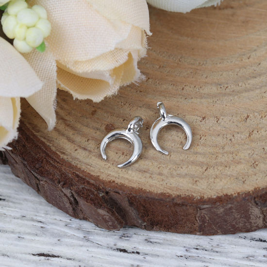 Immagine di Lega di Zinco Galassia Charms Falce di Luna Tono Argento 8mm x 6mm , 100 Pz