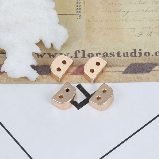 Изображение Цинковый Сплав Бусины Два отверстия Арка Позолоченный Около 9мм x 6мм, Отверстие:примерно 0.9мм, 10 ШТ