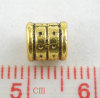 Picture of Zinc Based Alloy European Style Large Hole Charm Beads Tube Gold Tone Antique Gold Stripe Carved 6x6mm, 80 PCs
