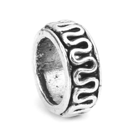 Zamak Cuentas Plano Redondo Plata Antigua Tallado Aprox 8mm Dia, Agujero: Aprox 5.5mm, 200 Unidades