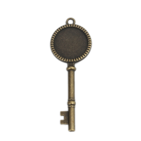 Bild von Zinklegierung Cabochon Anhänger Schlüssel Bronzefarbe (für 20mm ) 7.1cm x 2.5cm, 3 Kilogramm(etwa 360 Stück)