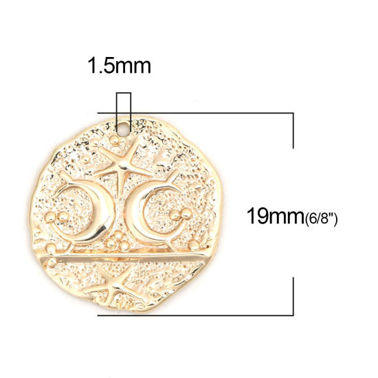 Изображение Латунь галактика Подвески Позолоченный Бесформенный Луна 19мм x 19мм, 2 ШТ