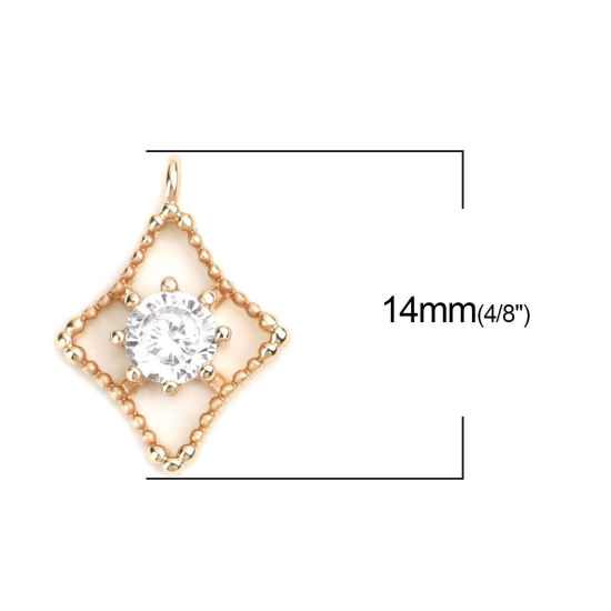 Picture of Brass Galaxy Charms Gold Plated Star Hollow Clear Rhinestone 14mm x 10mm, 2 PCs