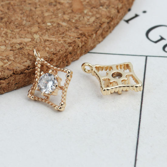 Picture of Brass Galaxy Charms Gold Plated Star Hollow Clear Rhinestone 14mm x 10mm, 2 PCs