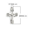 Picture of Zinc Based Alloy Religious Charms Cross Antique Silver Color Stripe 22mm x 14mm, 10 PCs