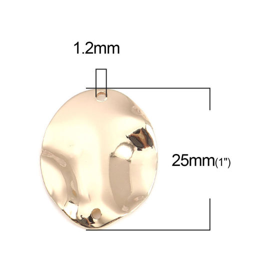 Изображение Латунь Серия Молотока Коннекторы Овальные Позолоченный 25мм x 20мм, 5 ШТ                                                                                                                                                                                      