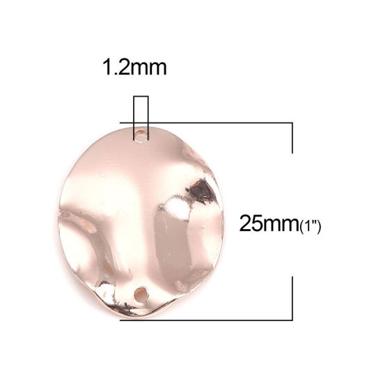 Изображение Латунь Серия Молотока Коннекторы Овальные Розово-золотой 25мм x 20мм, 5 ШТ                                                                                                                                                                                    