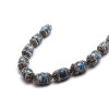 Picture of Stone ( Natural ) Gemstone Micro Pave Beads Blue Black & Clear Rhinestone Oval Handmade About 20mm x 12mm - 19mm x 12mm, Hole: Approx 1mm, 1 Piece