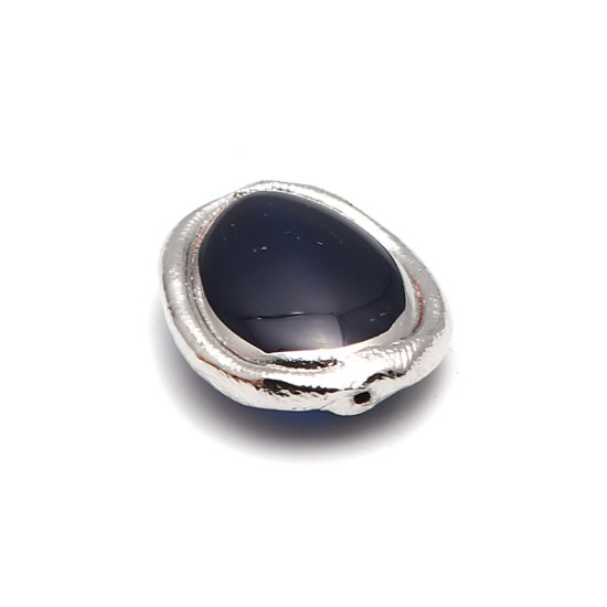 Image de Perles en Gemme Agate ( Naturel ) Goutte d'Eau Violet Fait à la Main 21mm x 18mm - 20mm x 16mm, Trou: env. 1mm, Argent Mat 1 Pièce