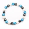 Picture of December Birthstone - Synthetic Turquoise Imitation Pearl Dainty Bracelets Delicate Bracelets Beaded Bracelet Blue Round 21cm(8 2/8") long, 1 Piece