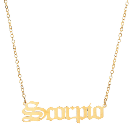 Picture of Stainless Steel Necklace Gold Plated Scorpio Sign Of Zodiac Constellations Hollow 45cm(17 6/8") long, 1 Piece