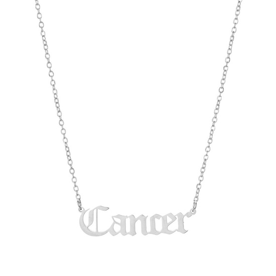 Picture of Stainless Steel Necklace Silver Tone Cancer Sign Of Zodiac Constellations Hollow 45cm(17 6/8") long, 1 Piece