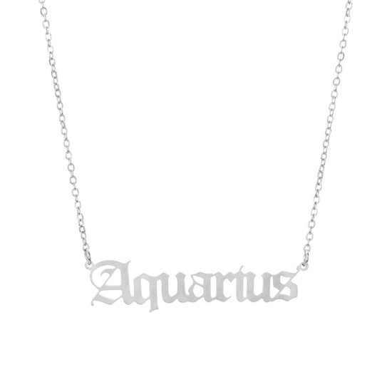 Immagine di Acciaio Inossidabile Collana Tono Argento Costellazione Acquario Filigrana 45cm Lunghezza, 1 Pz
