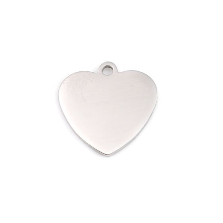 Picture of 1 Piece Stainless Steel Blank Stamping Tags Charms Heart Silver Tone Double-sided Polishing 17mm x 17mm