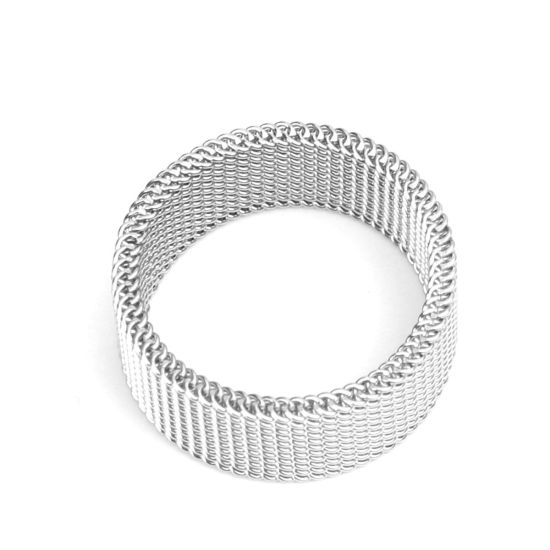 Picture of 304 Stainless Steel Unadjustable Rings Silver Tone Circle Ring 17.5mm(US size 7.25), 1 Piece