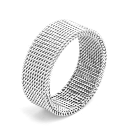 Bild von 304 Edelstahl Uneinstellbar Ring Silberfarbe Ring 17.5mm（US Größe:7.25), 1 Stück