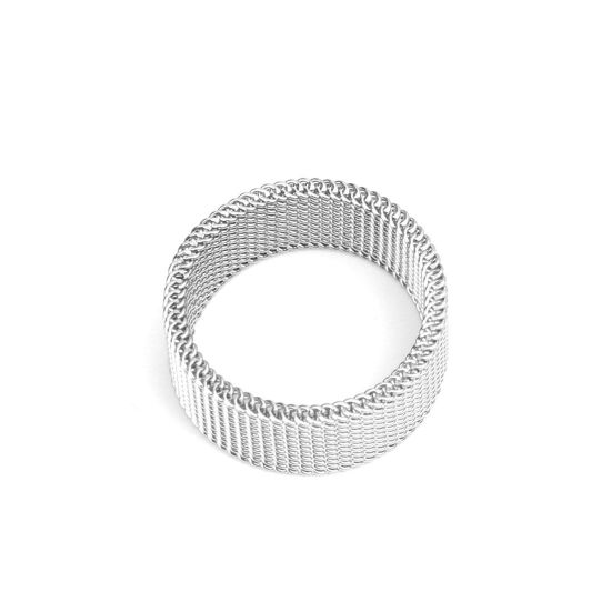 Bild von 304 Edelstahl Uneinstellbar Ring Silberfarbe Ring 19.8mm（US Größe:10), 1 Stück