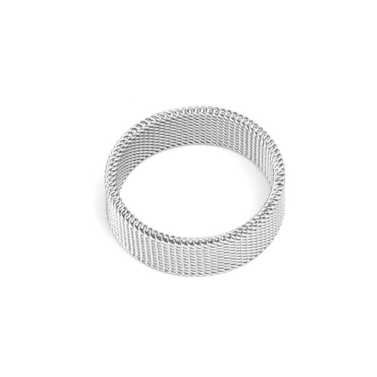 Bild von 304 Edelstahl Uneinstellbar Ring Silberfarbe Ring 23.9mm（US Größe:15), 1 Stück