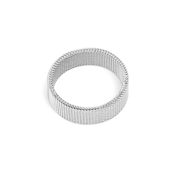 Picture of 304 Stainless Steel Unadjustable Rings Silver Tone Circle Ring 23mm(US Size 14), 1 Piece