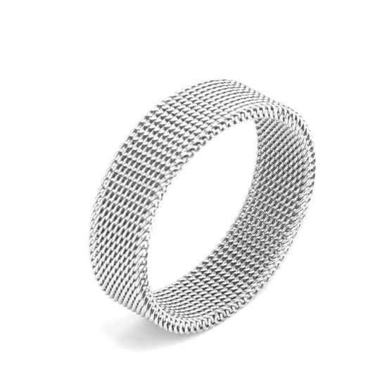 Bild von 304 Edelstahl Uneinstellbar Ring Silberfarbe Ring 23mm（US Größe:14), 1 Stück
