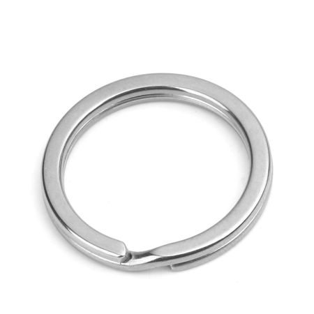 Bild von 10 Stück 304 Edelstahl Schlüsselkette & Schlüsselring Silberfarbe Rund 30mm D.