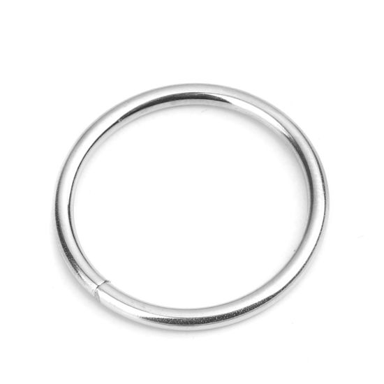 Picture of 2mm 304 Stainless Steel Open Jump Rings Findings Circle Ring Silver Tone 25mm Dia., 10 PCs