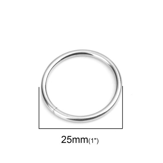 Picture of 2mm 304 Stainless Steel Open Jump Rings Findings Circle Ring Silver Tone 25mm Dia., 10 PCs