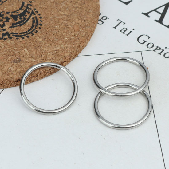 Picture of 2mm 304 Stainless Steel Open Jump Rings Findings Circle Ring Silver Tone 25mm Dia., 10 PCs