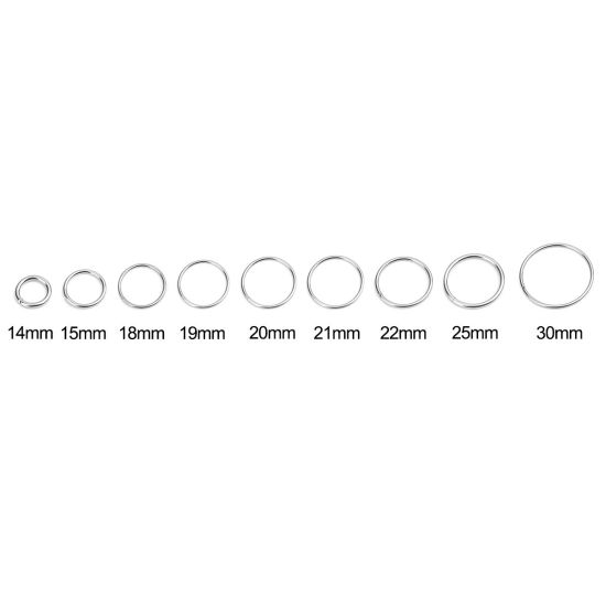 Picture of 2mm 304 Stainless Steel Open Jump Rings Findings Circle Ring Silver Tone 25mm Dia., 10 PCs