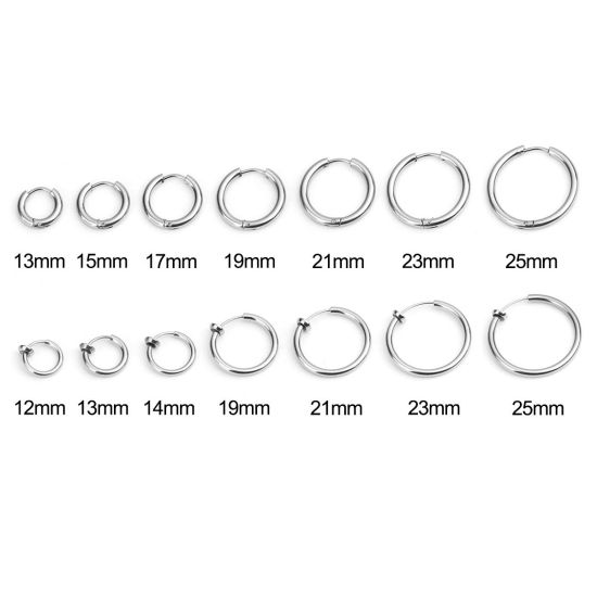Immagine di 304 Acciaio Inossidabile Orecchini Anello Tono Argento 25mm x 24mm, 2 Pz