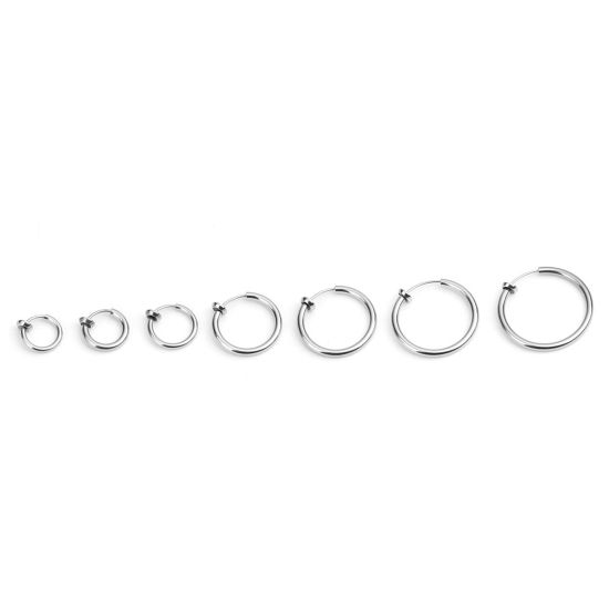 Immagine di 304 Acciaio Inossidabile Orecchini Anello Tono Argento 12mm x 11mm, 2 Pz
