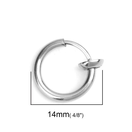 Immagine di 304 Acciaio Inossidabile Orecchini Anello Tono Argento 14mm x 13mm, 2 Pz