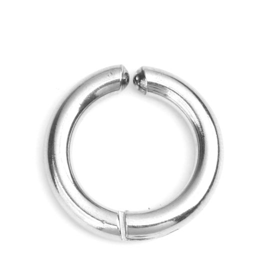 Picture of 304 Stainless Steel Non Piercing Fake Clip On Hoop Earrings Circle Ring Silver Tone 15mm Dia., 2 PCs