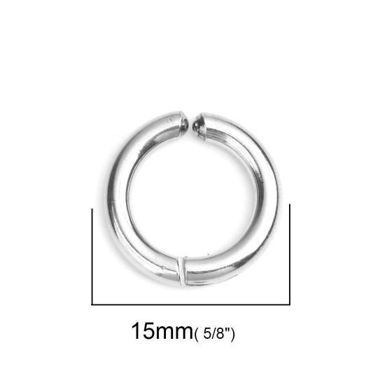 Immagine di 304 Acciaio Inossidabile Orecchini Anello Tono Argento 15mm Dia., 2 Pz