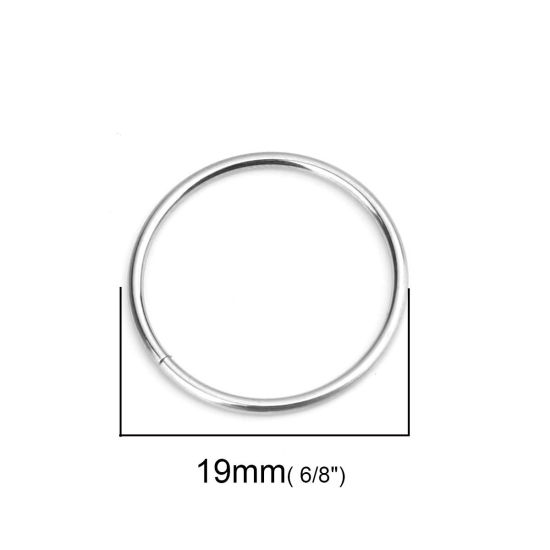 Picture of 1.2mm 304 Stainless Steel Open Jump Rings Findings Circle Ring Silver Tone 19mm Dia., 50 PCs