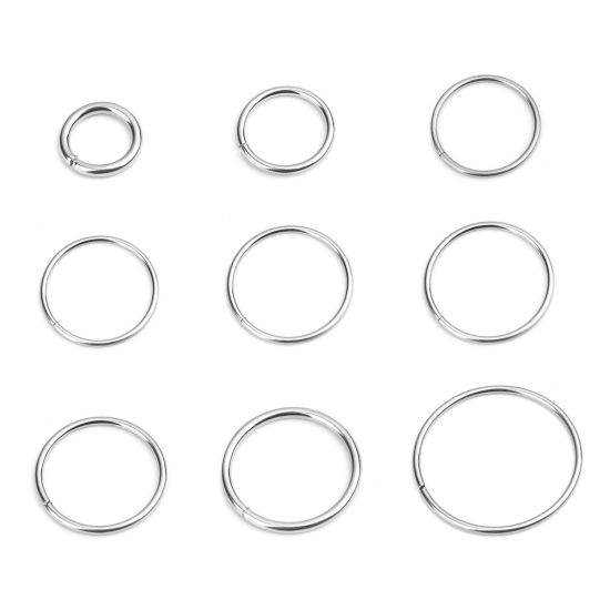 Picture of 1.2mm 304 Stainless Steel Open Jump Rings Findings Circle Ring Silver Tone 19mm Dia., 50 PCs