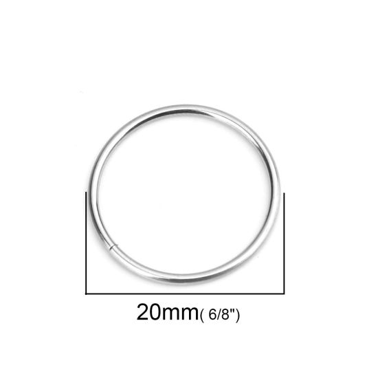 Picture of 1.2mm 304 Stainless Steel Open Jump Rings Findings Circle Ring Silver Tone 20mm Dia., 50 PCs