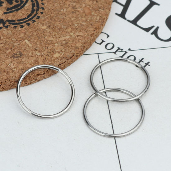 Picture of 1.2mm 304 Stainless Steel Open Jump Rings Findings Circle Ring Silver Tone 20mm Dia., 50 PCs