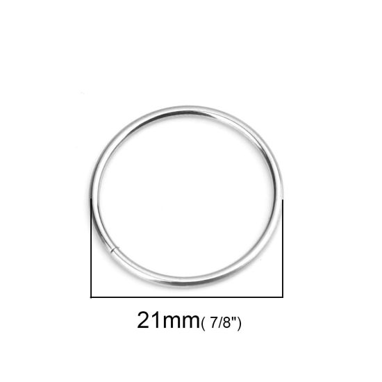 Picture of 1.2mm 304 Stainless Steel Open Jump Rings Findings Circle Ring Silver Tone 21mm Dia., 50 PCs