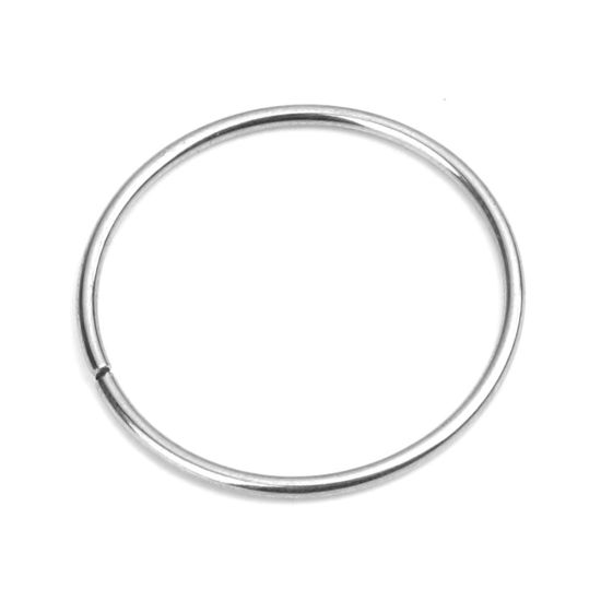 Picture of 1.5mm 304 Stainless Steel Open Jump Rings Findings Circle Ring Silver Tone 30mm Dia., 50 PCs