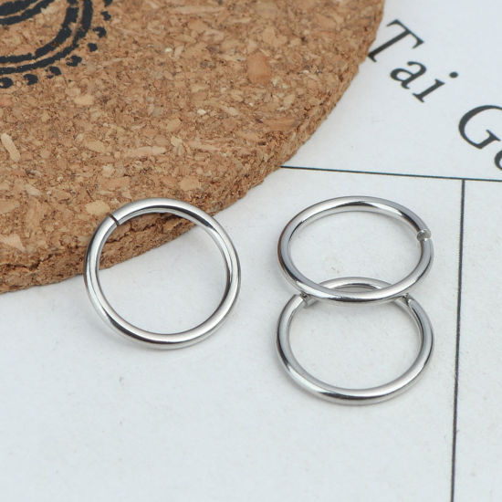 Picture of 1.5mm 304 Stainless Steel Open Jump Rings Findings Circle Ring Silver Tone 15mm Dia., 50 PCs