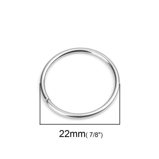 Picture of 1.5mm 304 Stainless Steel Open Jump Rings Findings Circle Ring Silver Tone 22mm Dia., 50 PCs