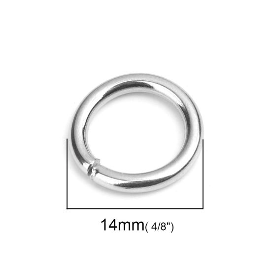 Picture of 2mm 304 Stainless Steel Open Jump Rings Findings Circle Ring Silver Tone 14mm Dia., 50 PCs